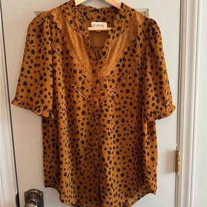 Listicle Mustard Polka Dot Blouse